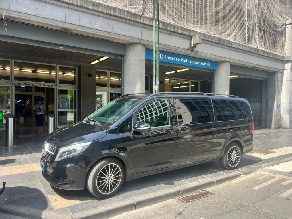 Black Mercedes van parked at the Bruxelles-Midi | Brussel-Zuid station.