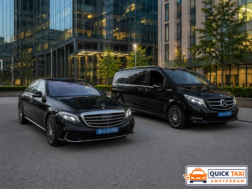 Mercedes S-Class and V-Class business event transfer taxi in Amsterdam and Schiphol Airport
