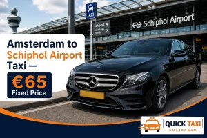 Amsterdam to Schiphol Airport taxi fixed price €65 transfer