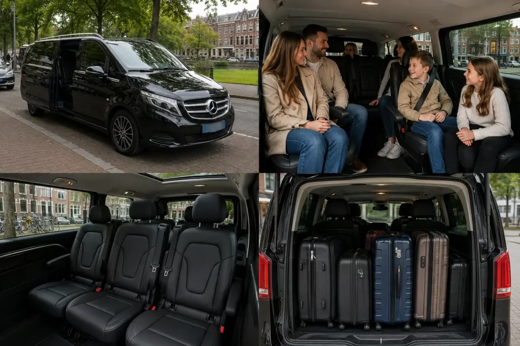 Mercedes V-Class 7 seater taxi Amsterdam to Schiphol Airport group transfer