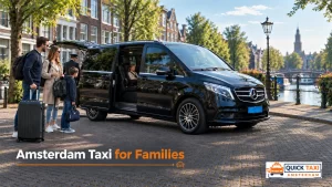 Family taxi Amsterdam Mercedes V-Class comfortable airport transfer with luggage