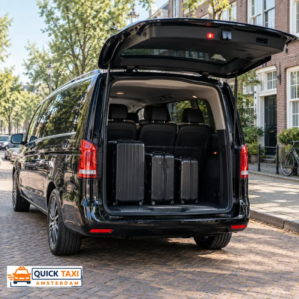 Mercedes V-Class open boot luggage space family airport transfer Amsterdam